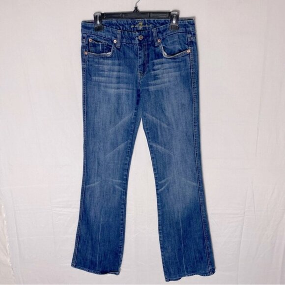 7 For All Mankind Med Wash Low Rise Straight Boot Cut Jeans 29 - Picture 15 of 15